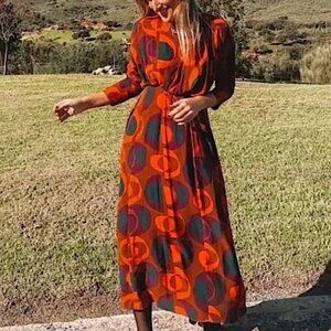 NWT ZARA PRINTED MIDI DRESS size S